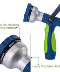 GREEN MOUNT Garden Hose Nozzle, Heavy Duty Water Nozzle, High Pressure Fireman Style Nozzle - Plantology USA - 