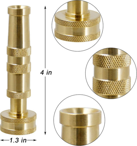 Triumpeek Solid Brass Hose Nozzle, 2 Pack 4" Heavy Duty Brass Garden Hose Nozzle with 10 Rubber Washers - Plantology USA - 