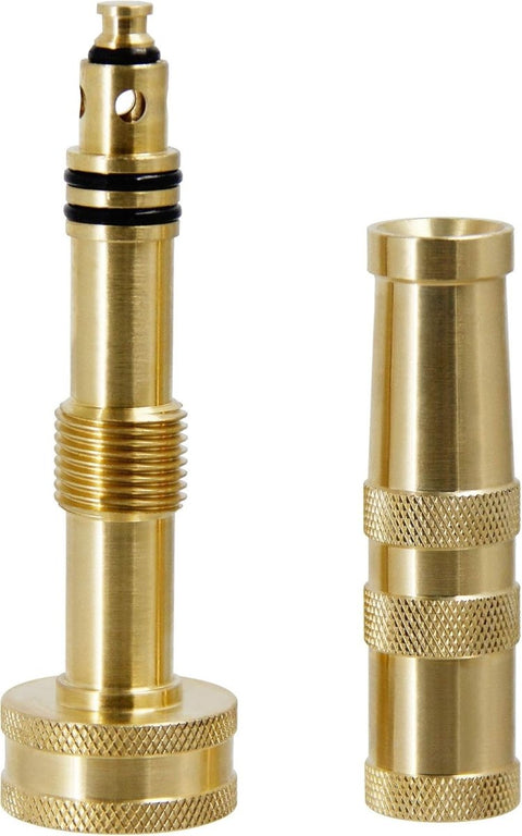Triumpeek Solid Brass Hose Nozzle, 2 Pack 4" Heavy Duty Brass Garden Hose Nozzle with 10 Rubber Washers - Plantology USA - 